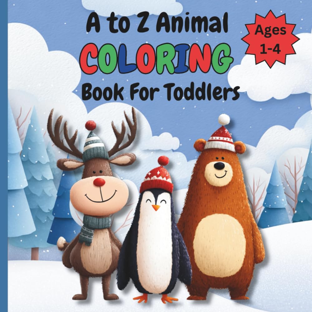 A-Z Animal Coloring Book for Kids - Christmas Edition: Educational Coloring Book with Animals and Alphabet for Preschool Children