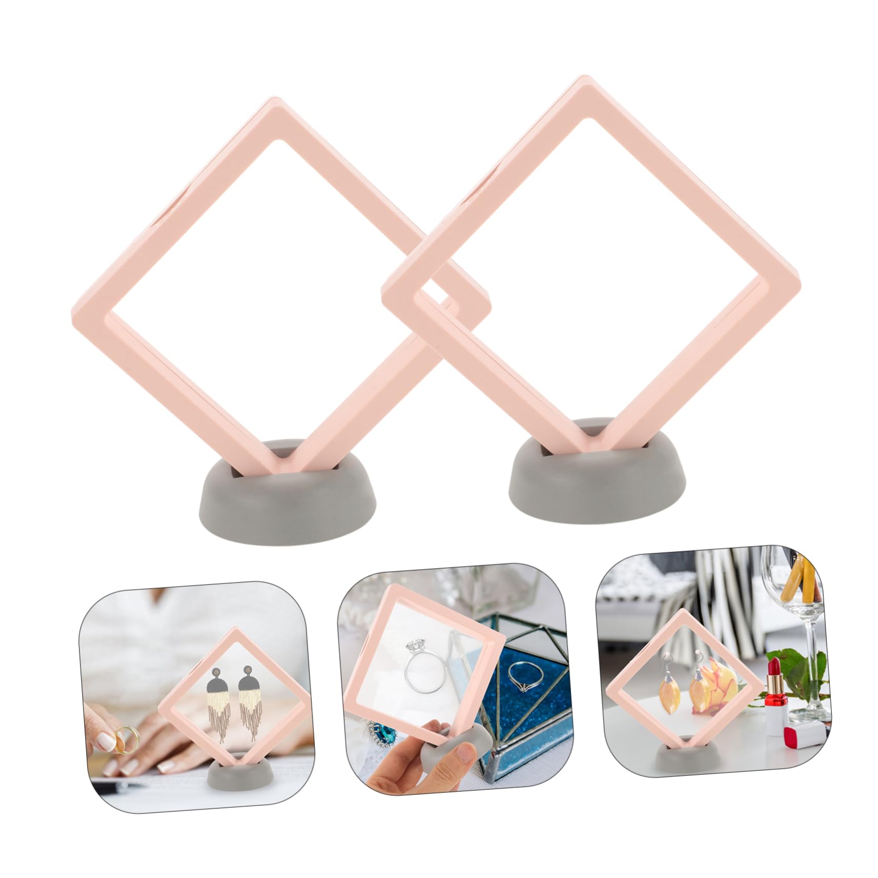 PRETYZOOM 5 Sets Jewelry Display Case Plastic Floating Display Case Floating Display Holder for Ring Pink Display