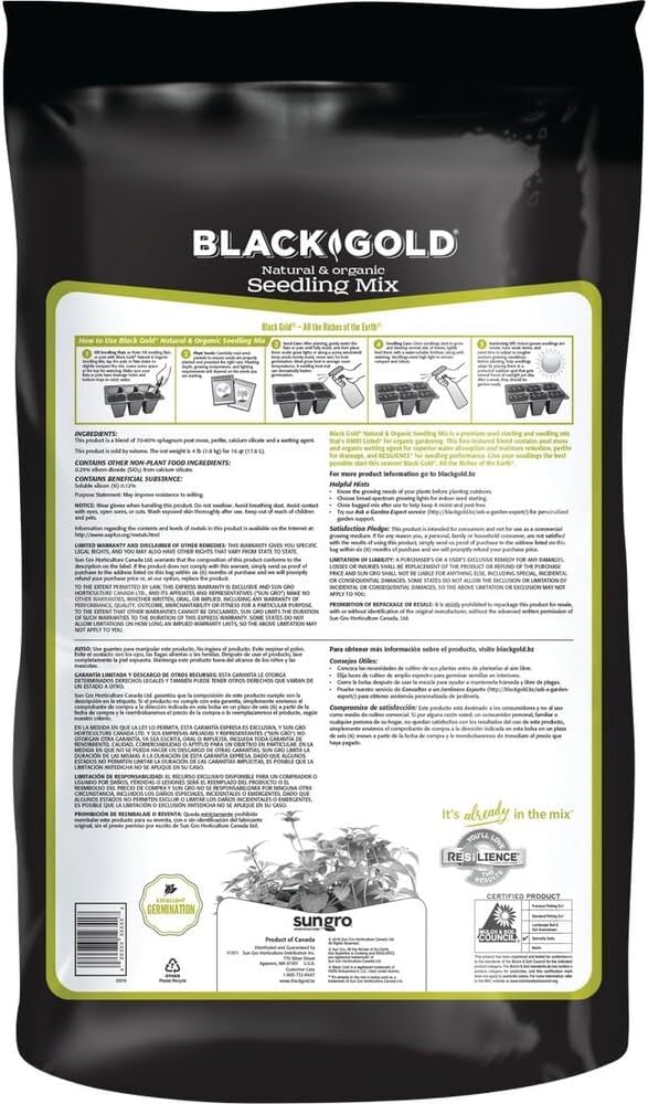 Sun Gro Seedling Mix, 1.5 Cu. Ft., Black Gold-(1411002.CFL001.5P)