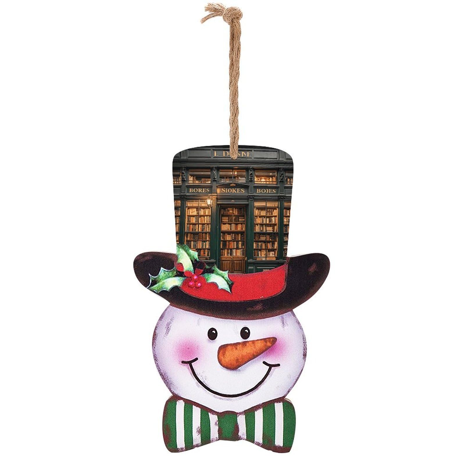 Cadeau de Noël authentique : bonhomme de neige à suspendre en bois