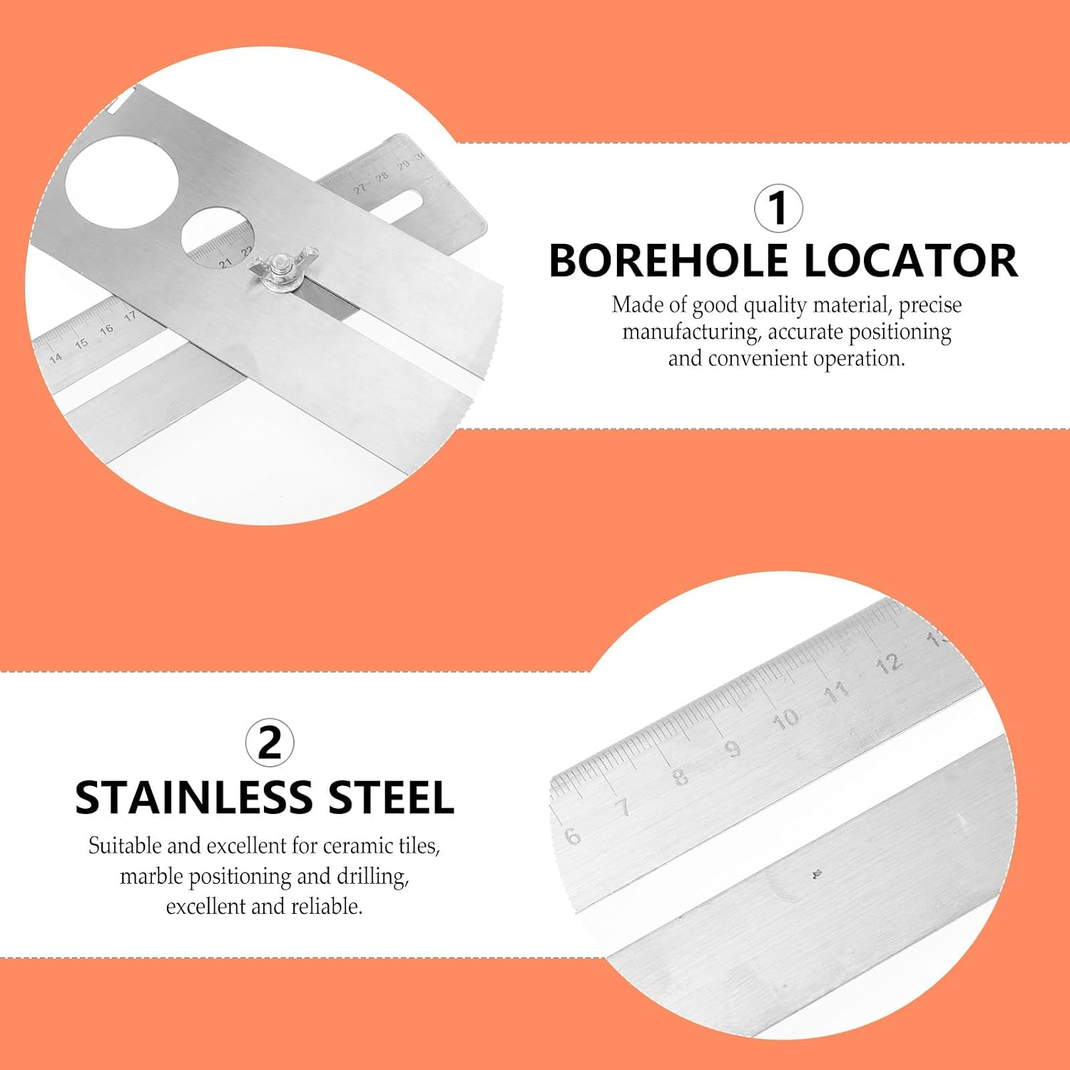 Ipetboom Adjustable Stainless Steel Tile Drilling Locator Borehole Opener Tool for Marble and Ceramic Tile Positioning with Flexible Universal Hole Punching Aid