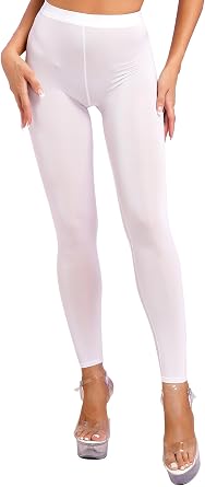 Womens See-Through Tight Mesh Bottocks Elastic Sweatpants Sheer Super Thin Leggings Pants