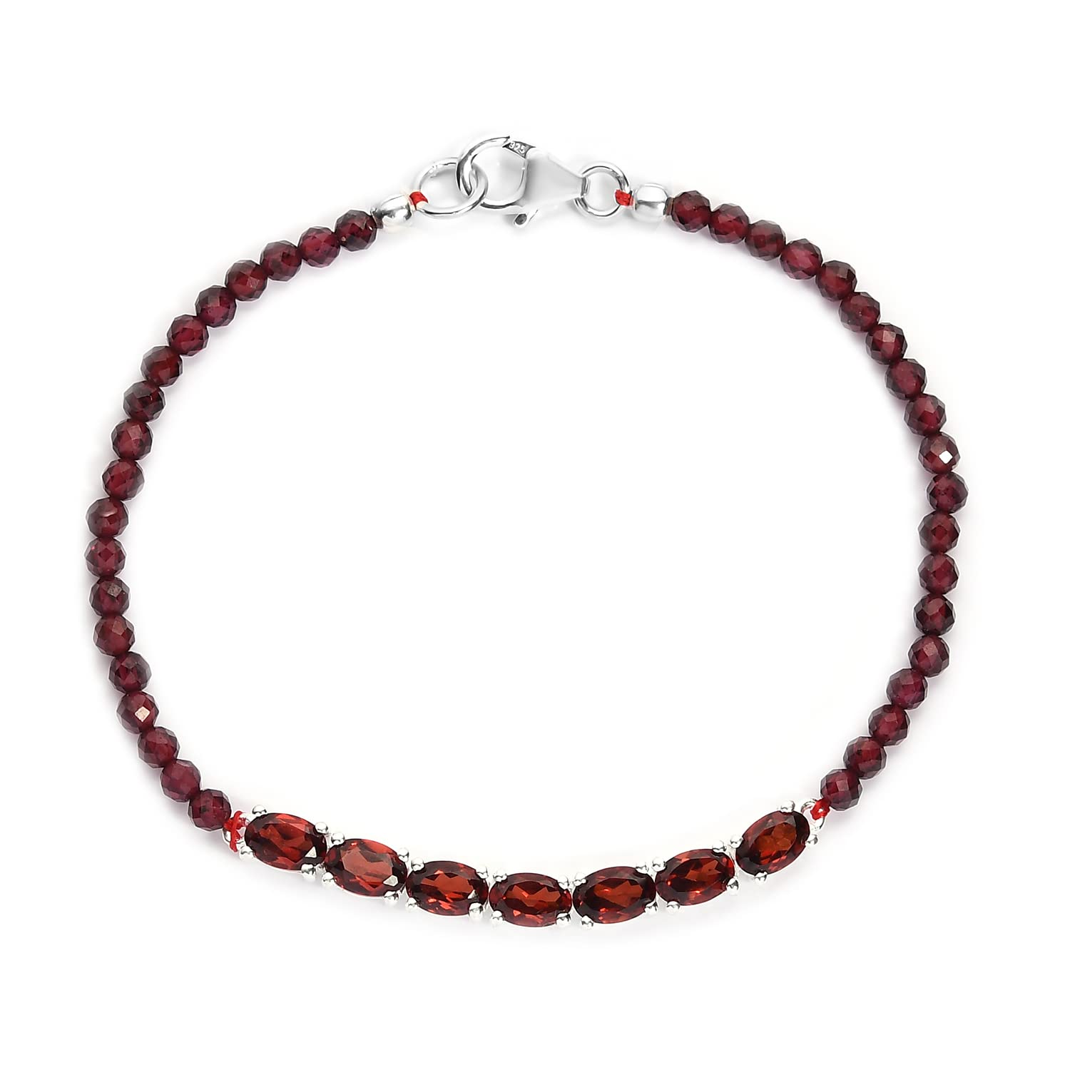 'Shop LC Birthstone Beads Bracelets For Women Natural Stone 925 Sterling Silver Chakra Healing Crystal Spiritual Size 7.25'' Birthday Gifts for Women'