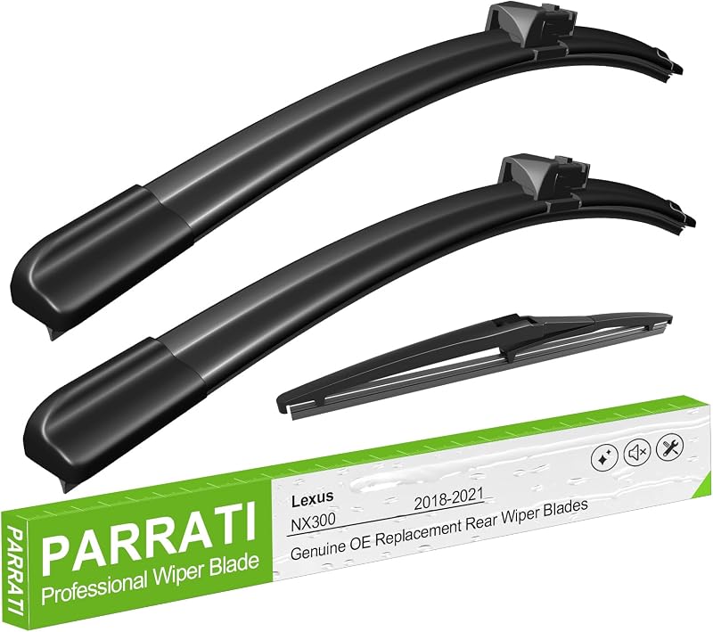 Palhetas do limpador de para-brisa PARRATI para Lexus NX300 2018–2021 – Conjunto com 3