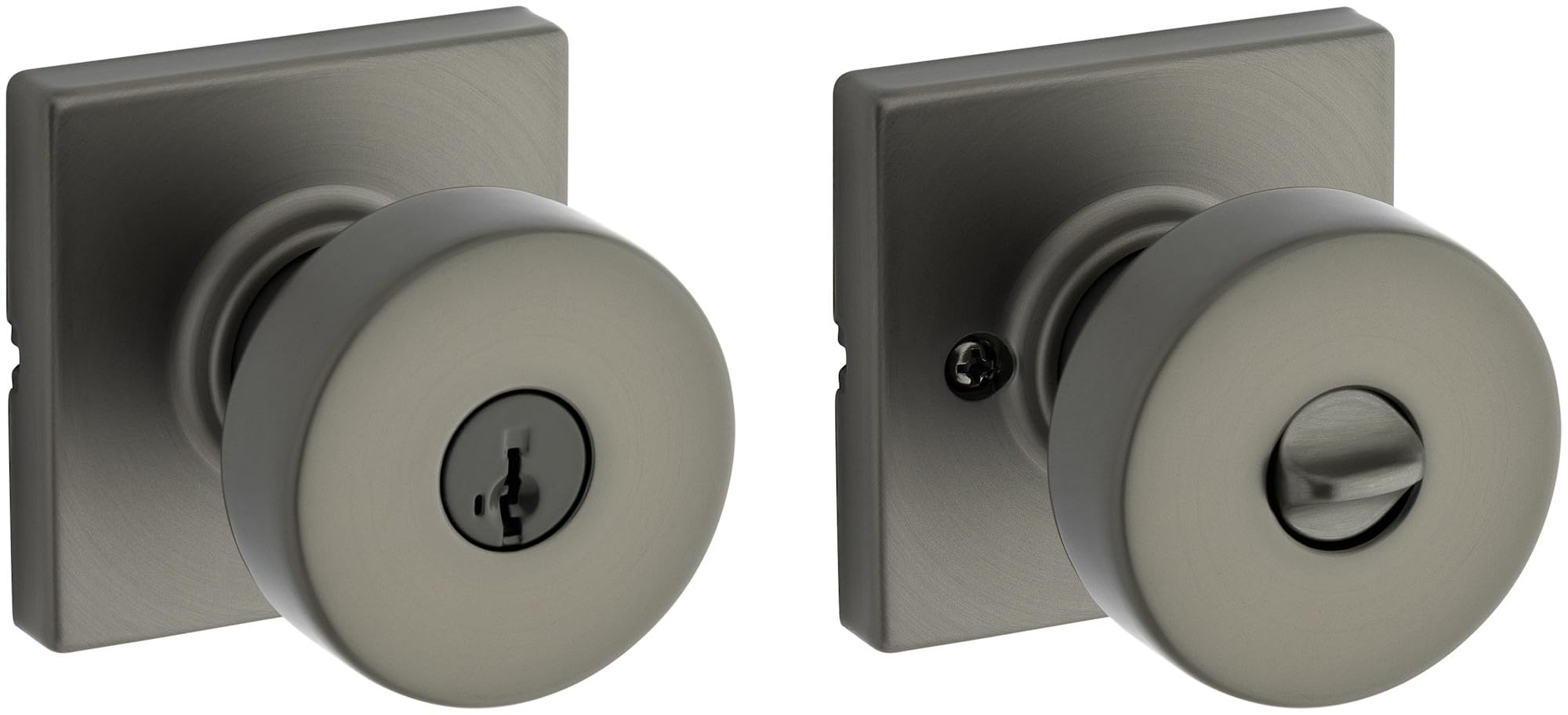Kwikset 740PSKSQT-26DS 740PSKSQT-S Pismo - Juego de pomos para puerta de entrada con llave de un solo cilindro con rosa cuadrada y llave inteligente