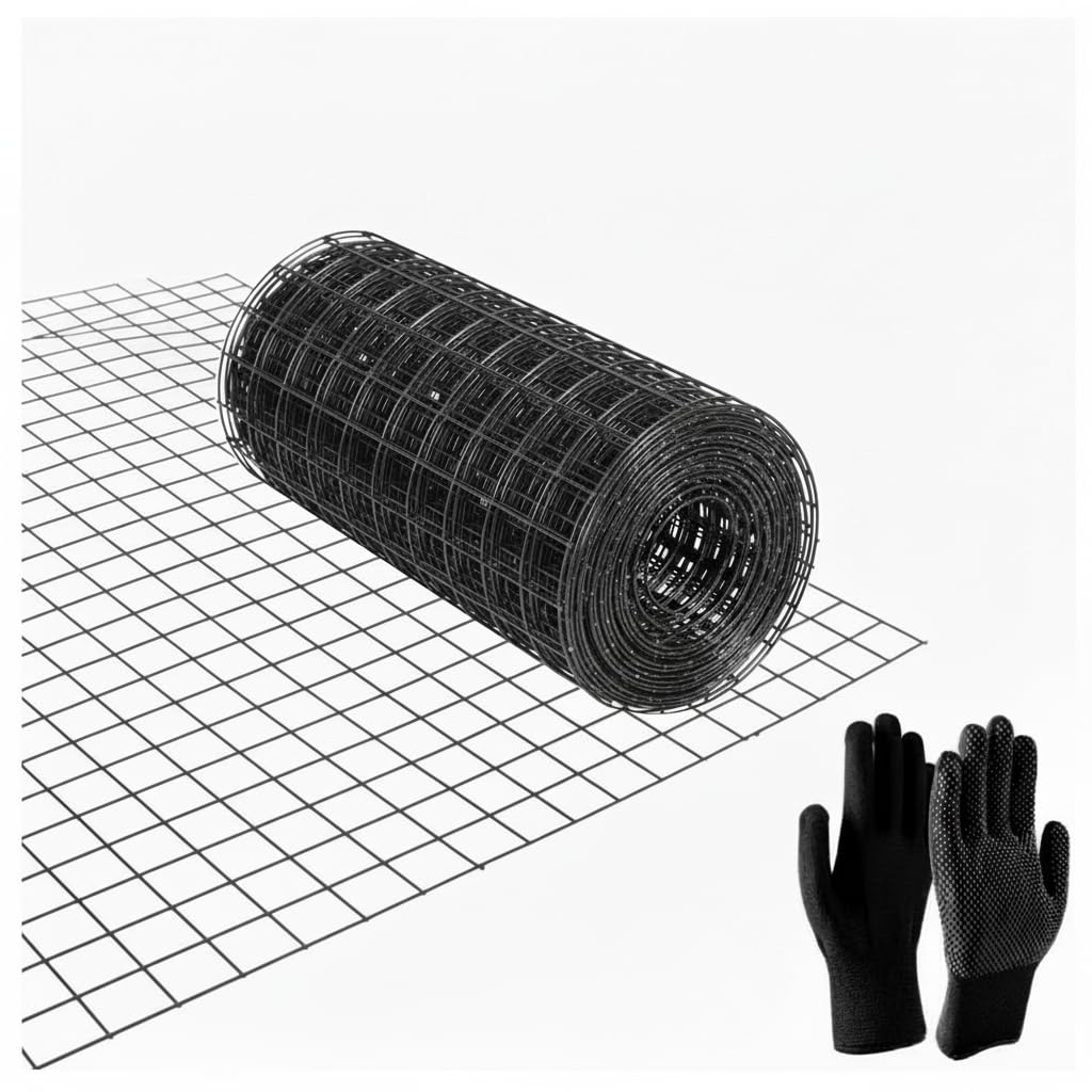 Black Rodent Mesh,Black Vinyl Welded Wire Fencing Rodent Proofing Wire Metal Mesh, Galvanised Wire Mesh Roll,Welded Panels. Stop Rat, Mouse, Squirrel & Bird Access Internal(100mm x 3m)