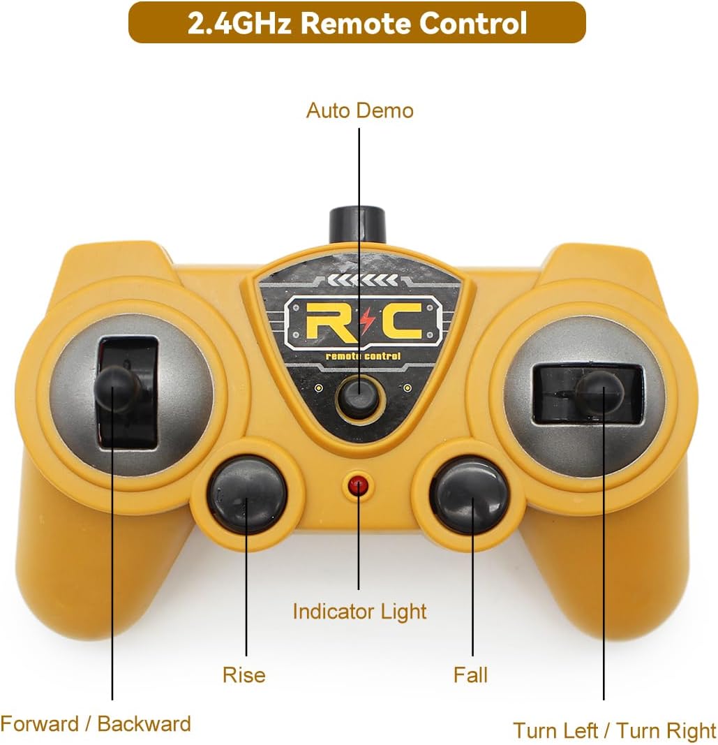 Remote Control Crane Truck Toy,7 Channel 1:24 RC Crane Truck Construction Vehicles Toys,Crane with One-Touch Lift LED and Sounds Two Rechargeable Batteries, Crane Trucks Toy for Boys Gift