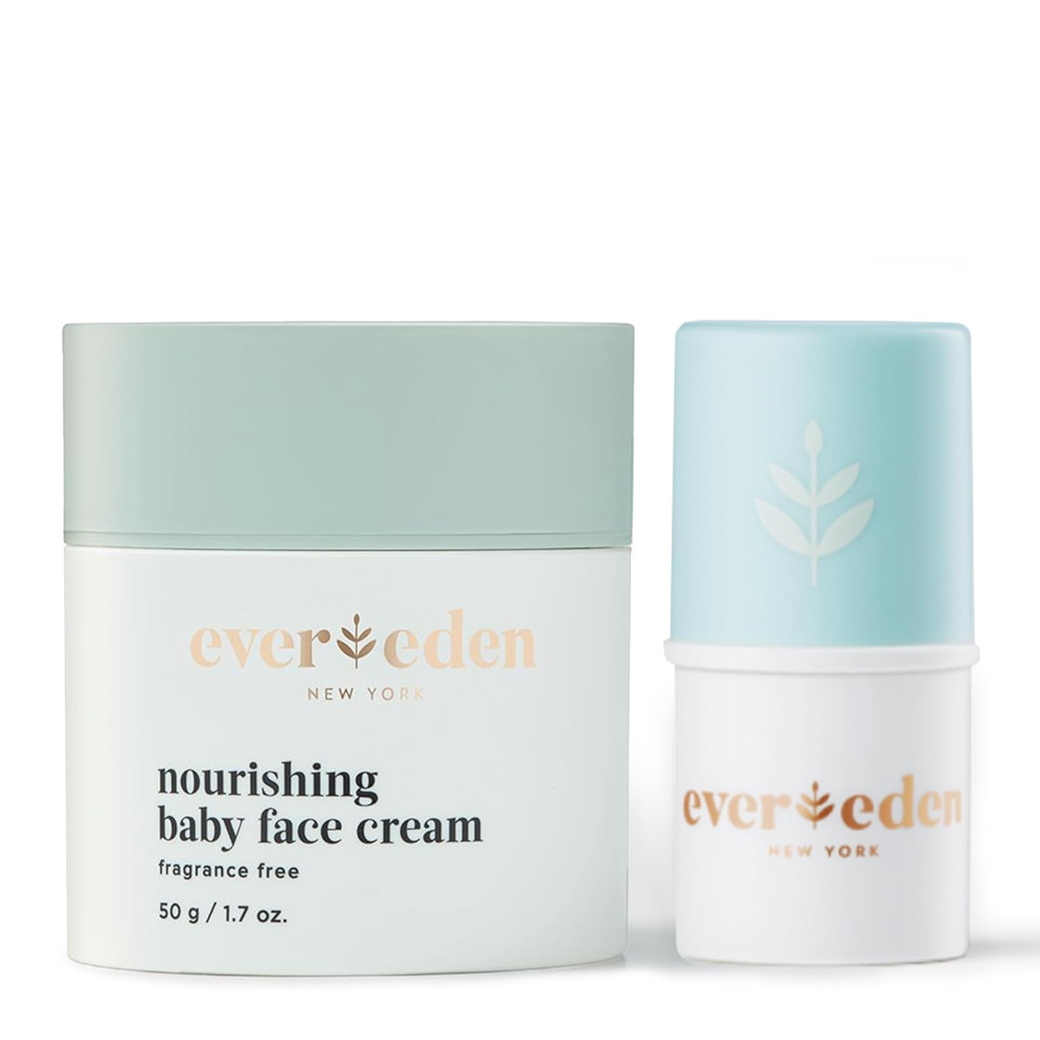 Evereden Dry Relief DUO - Baby Face Cream (1.7oz) & Lip Balm (0.14oz) - Clean, Vegan, Easy To Use Toddler Chapstick & Cream Bundle for Soothing Hydration - Non-Greasy, Fragrance-Free