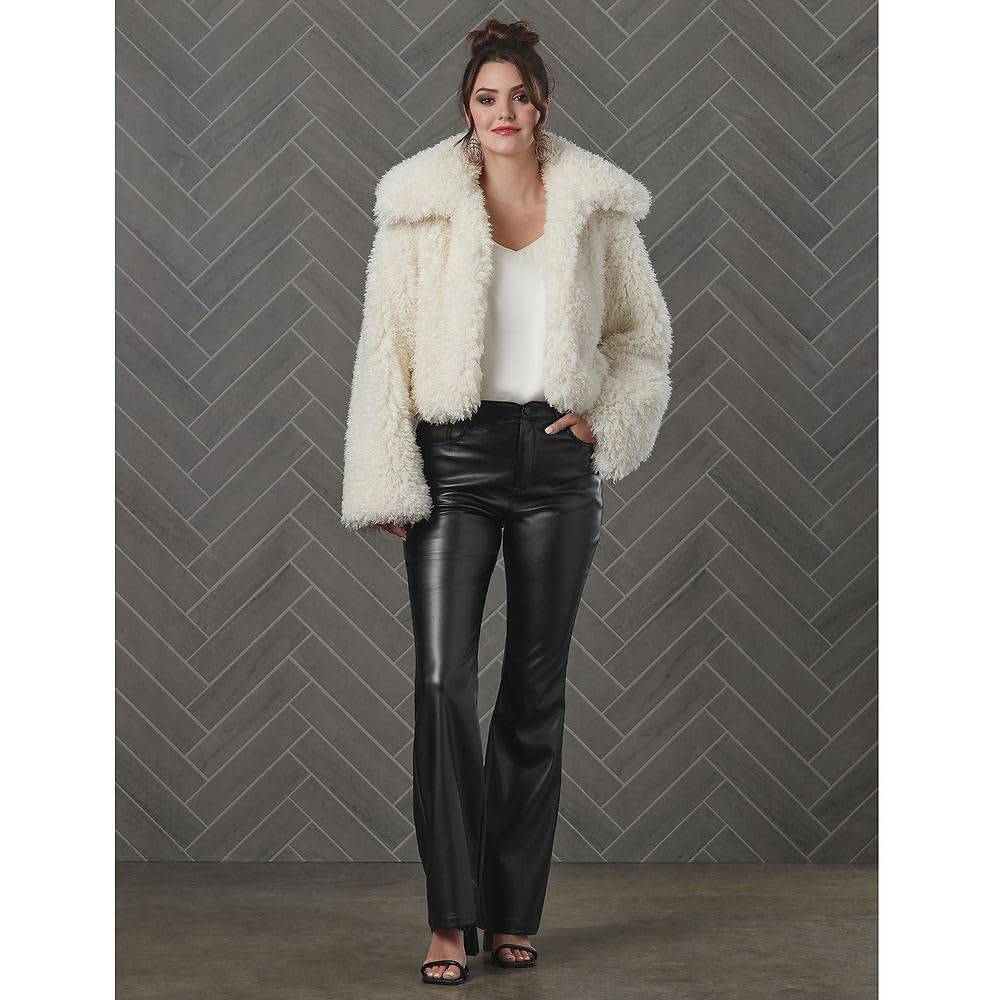 K. Jordan Shaggy Faux Fur Coat for Women with On-seam