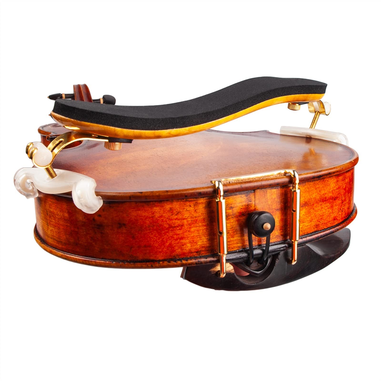 Accessori per Violino Poggiaspalla per Violino 3/4 4/4 in Legno di Acero Fiammato per Violino Acustico/Elettrico con Raccordi in Ottone