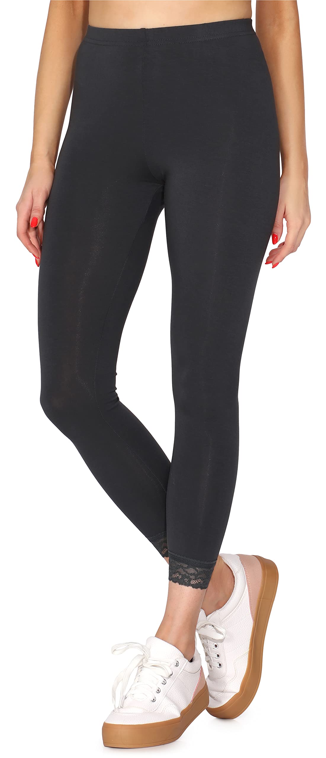 Merry Style 7/8 Leggings Damen Bequeme Leggings mit Spitze aus Viskose MS10-342