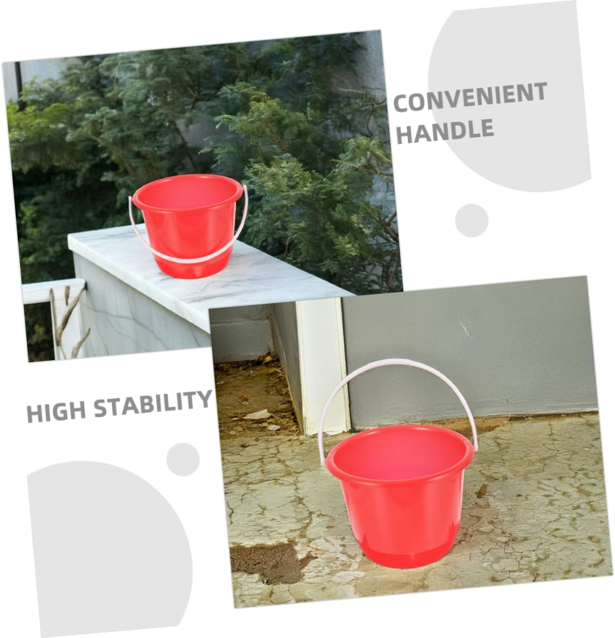 Cabilock 3pcs Red Plastic Utility Buckets with Strong Handles Portable Storage for Home Garden and Projects Durable Multipurpose Buckets for Car Washing and Pet Care