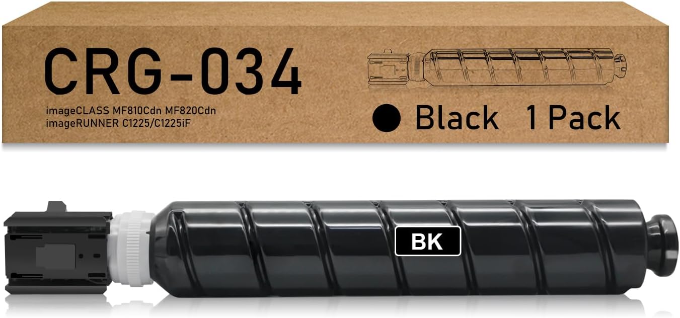 Remanufactured CRG034 CRG-034 Toner Cartridge Replacement for Canon 9454B001 for imageCLASS MF810Cdn MF820Cdn imageRUNNER C1225 C1225iF Printer (BK)