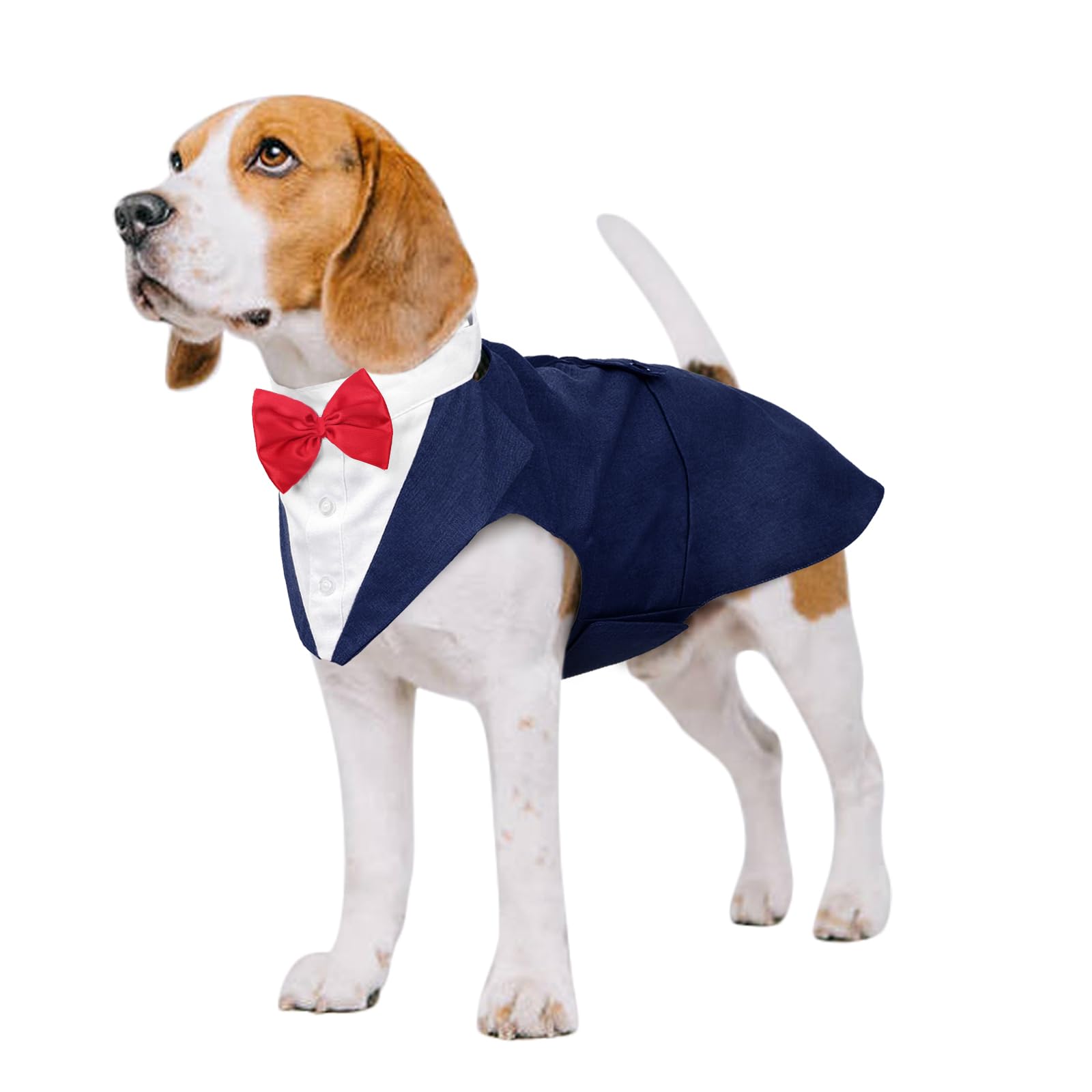Kuoser Abito Smoking per Cani, Set Vestito Bandana Collare Cani per Matrimoni Cani Smoking Elegante con Papillon, Formale Vestito Cani Partito, Rimovibile Cravatta Cane e Vestito
