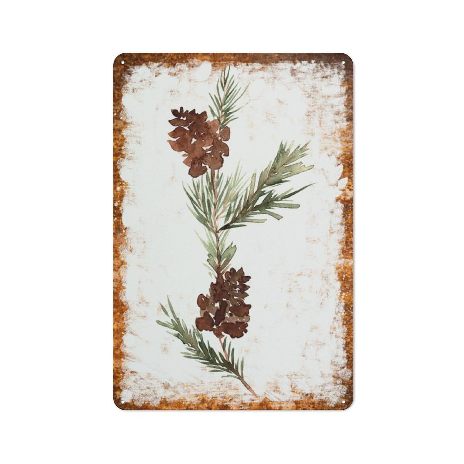 peiyeety Metal Tin Sign Pine Cone Watercolor Pattern Vintage Rustic Wall Art Kitchen Bathroom Bedroom Living Room Cafe Farmhouse Entryway Office Garage Home Bar Laundry Room Porch Patio 6x8 Inch