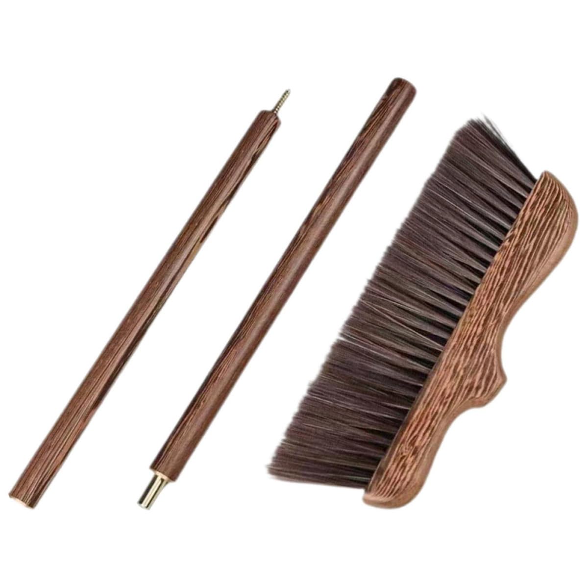 Escoba de Madera de Cerdas Suaves Mango Largo para Limpieza de Suelos Exteriores, Escobón Multiusos Adecuado para Patios y Terrazas