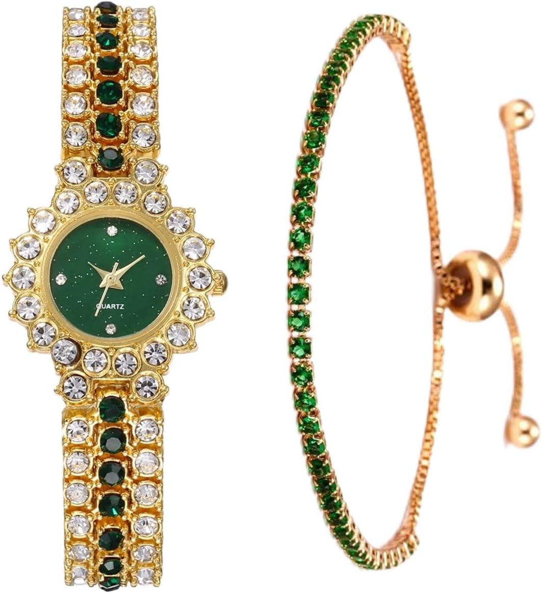 CdyBox Women Steel Belt with Diamonds Watch Quartz Bracelet