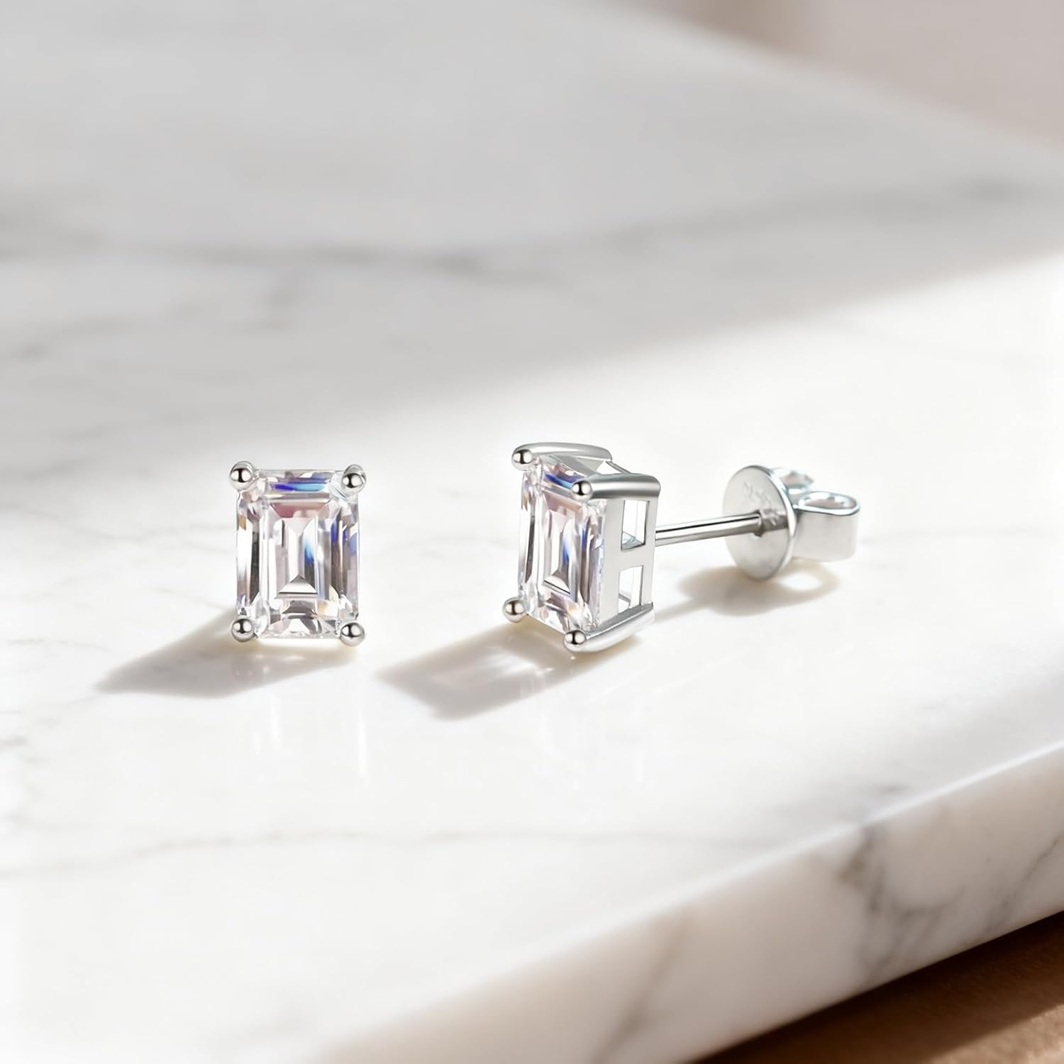 925 Sterling Silver Dancing Moissanite Stud Earrings - D Color VVS1 Unisex Earrings, Ideal Gift for Valentine Birthday for Him and Her - Image 4