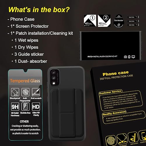 Miniatura 7 de Funda para teléfono TCL 30T 30 T (T603DL) con protector de pantalla de vidrio templado, soporte plegable, soporte para tarjetasranuras Funda