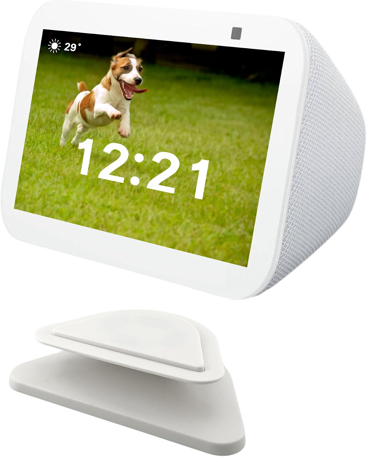 Sintron Stand for Echᴏ Shᴏw 5 3rd gen, Adjustable Magnetic Stand Holder with 360 Degree Rotation, Swivel & Tilt Function, Anti-Slip Base - White, Compatible with iPhone 12 & Newer Models