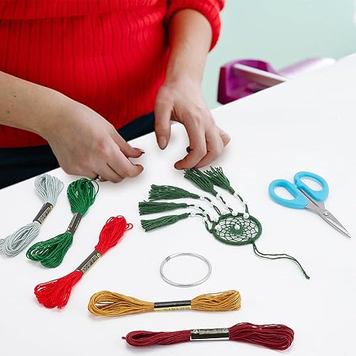 Miniatura 5 de INFUNLY Juego de 6 atrapasueños para bricolaje, kit de atrapasueños de Navidad, boho, hecho a mano, adornos para árbol de Navidad, colgante, espejo