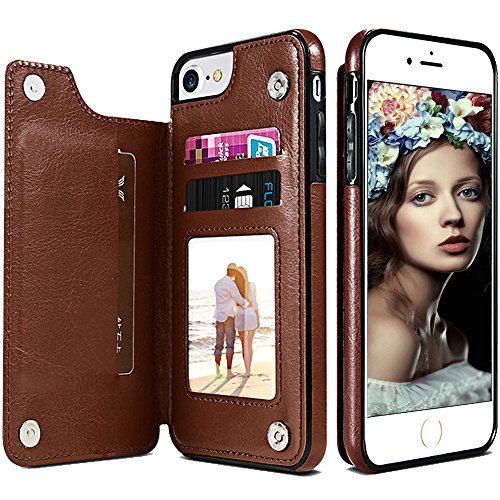 Iphone 6S Plus Wallet Case,Iphone 6 Plus Flip Case For Women/Men,Iphone 6S Plus Purse Case,Auker Vintage Leather Folio Flop Secure Fit Magnetic Closure Folding Case With Wallet/Card Holder #TOP8
