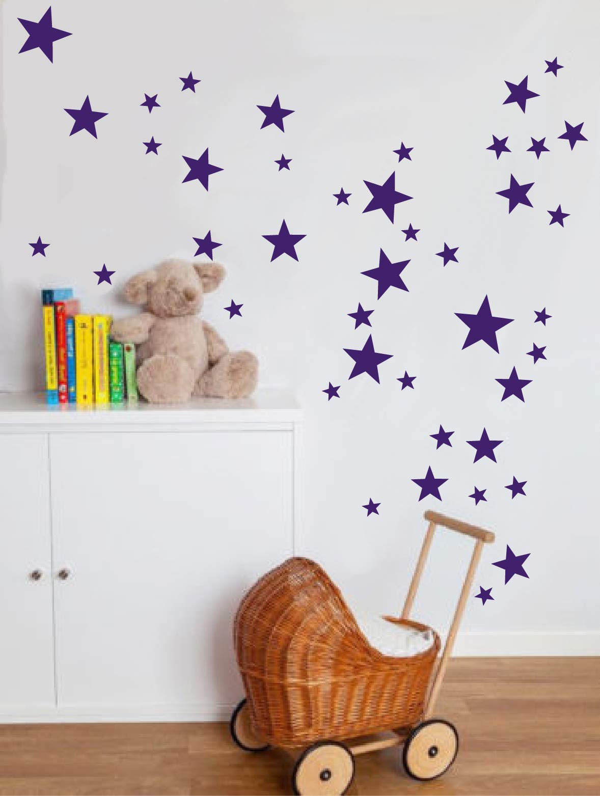 Vinyl Star Wall Stickers 64 Various Sizes (Violet)