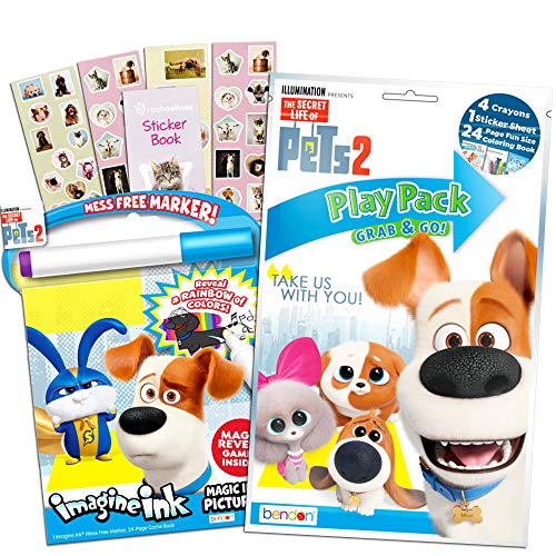 Secret Life of Pets Coloring Book Bundle Set -- Mess-Free Imagine Ink Book, Play Pack, and Pets Stickers (Pets Party Supplies)