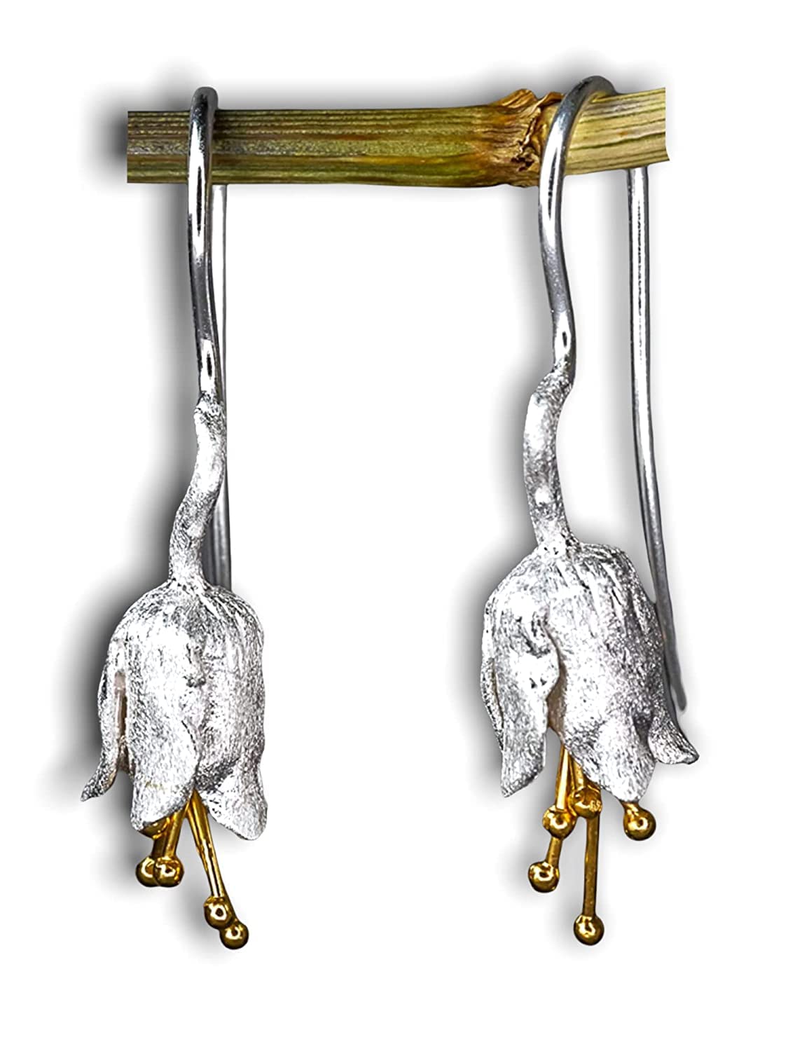 Boucles d'oreilles campanules argent 925 pendantes pour femme et jeune fille