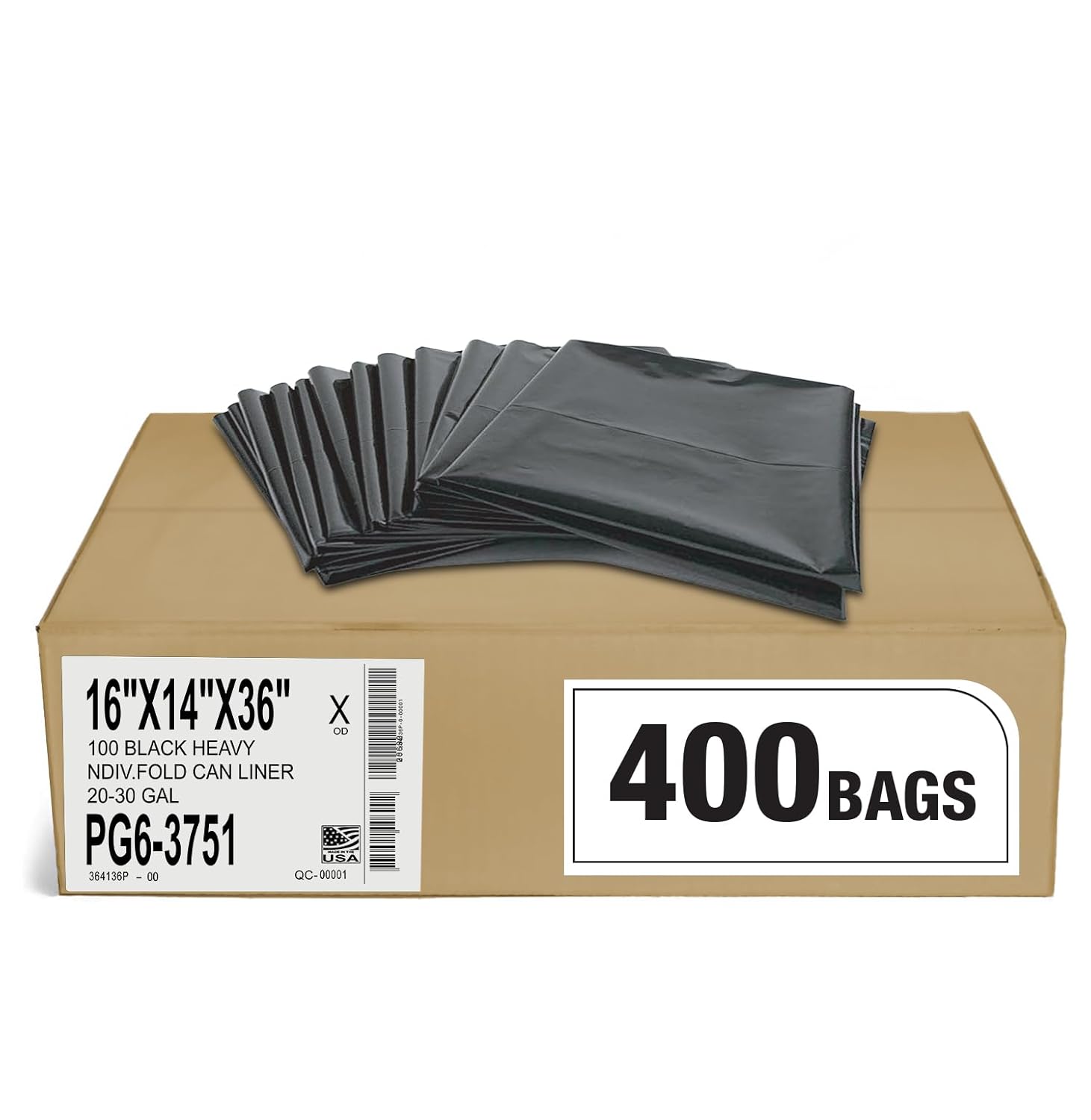 Aluf Plastics 20-30 Gal Black Heavy Duty Garbage Bags 1.5 Mil - 30"x 36" - Pack of 400 - For Contractor, Outdoor, Construction, & Storage