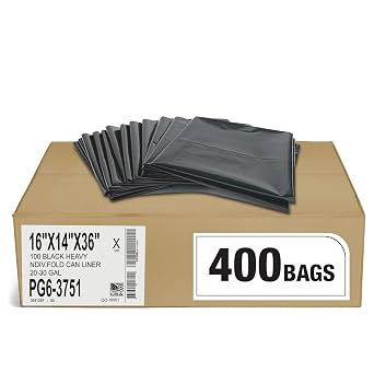 Aluf Plastics 20-30 Gal Black Heavy Duty Garbage Bags 1.5 Mil - 30"x 36" - Pack of 400 - For Contractor, Outdoor, Construction, Storage