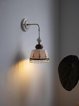 Vintage Nordic Adjustable Ceramic E27 Wall Sconce Hardwired Bedside Lamp for Bedroom Living Room Modern Wall Light Corridor DecorateA