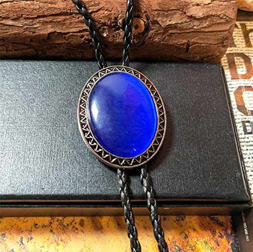 Image of Turquoise Agate Granite BOLO Tie for Men Women Leather Wedding Necklace Western Cowboy Necktie