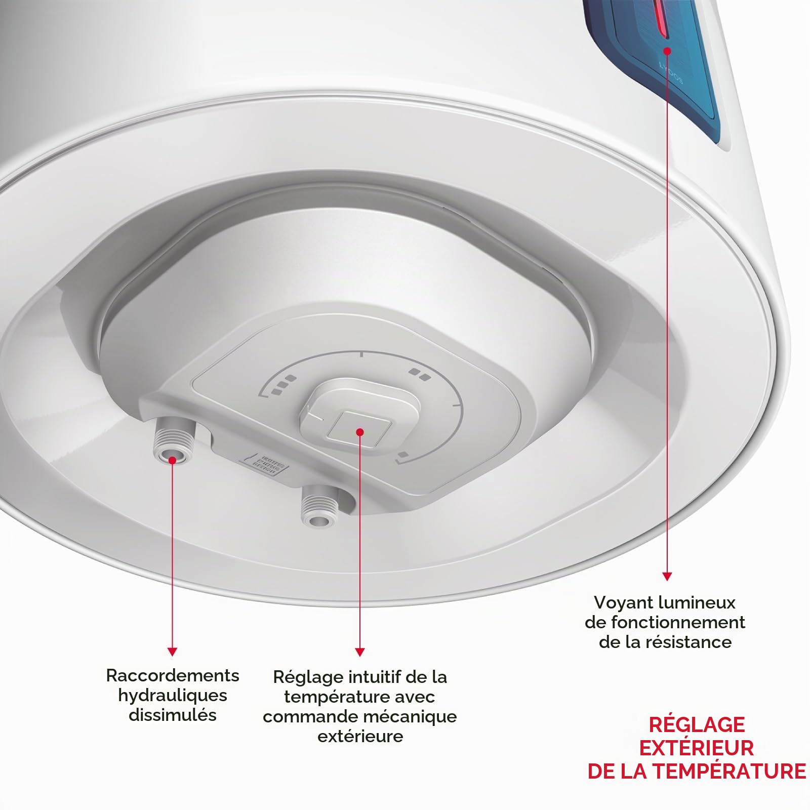 Ariston Lydos R - Chauffe-Eau électrique Vertical avec régulation Externe + Titane dans réservoir 48 x 45 x 56,8 cm Fabriqué pour Installation en Espagne 50 l