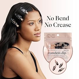 Kitsch Creaseless Hair Clips for Women - No Crease, No Bend Hair Clips for Styling, Bangs, Makeup Application, Face Wash | Recycled Acrylic - Black Terrazzo | Ideal Gifts for Women, 4pcs