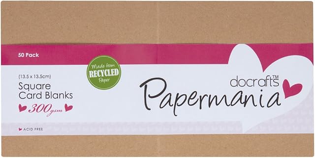 Papermania Recycled Kraft Square Blank Card, Pack of 50