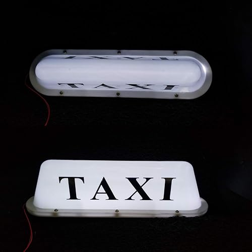 Miniatura 10 de keehui Carcasa amarilla con letrero de taxi y base magnética, luz de domo de 12 V, luz iluminada para techo de taxi, 12 V, impermeable, con