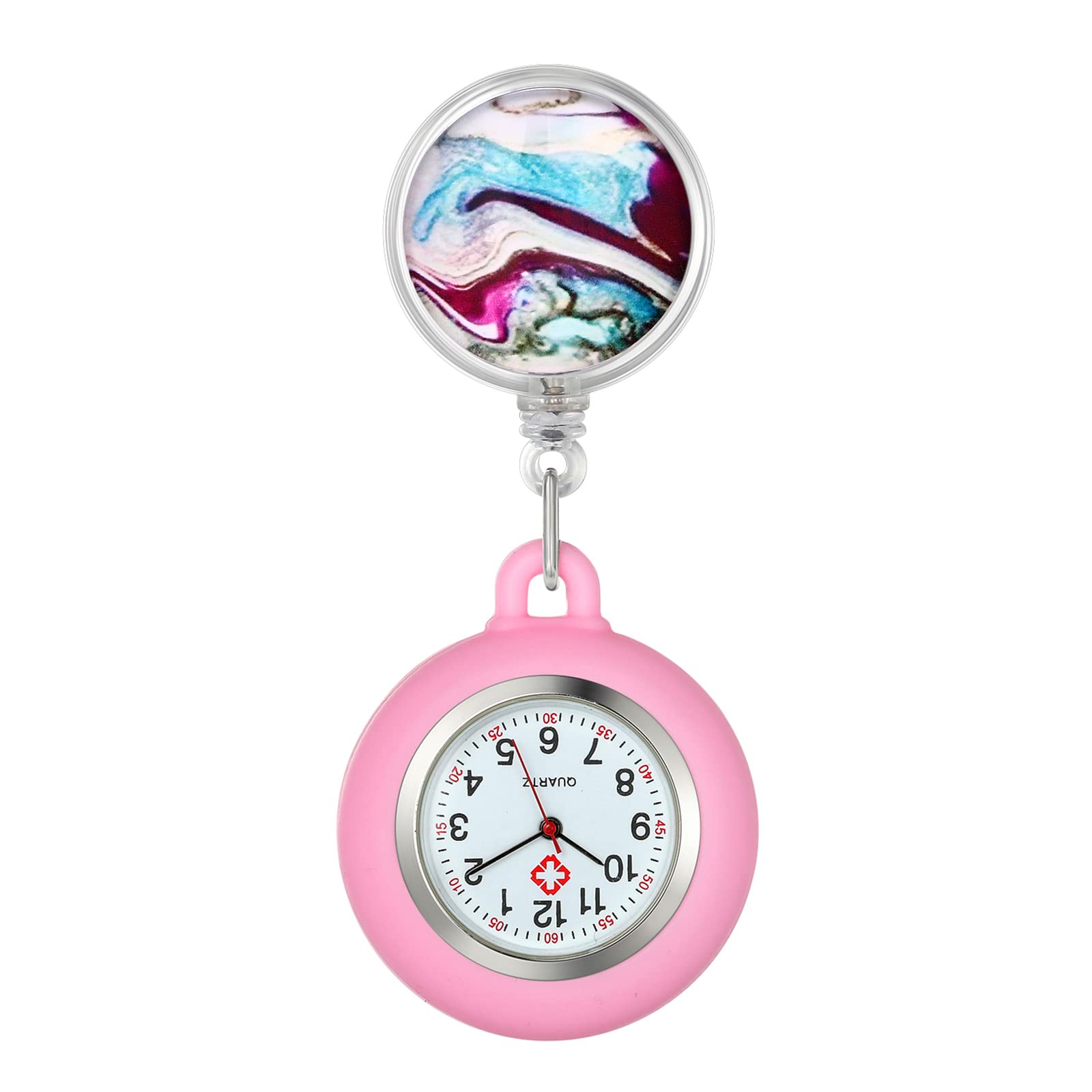 Montres Infirmières Soldes Montre Gousset D'infirmière En Silicone Avec Broche / Clip Pour Infirmière, Médecin, Ambulancier, Médical, Rose, Moderne Montres Infirmières Femmes