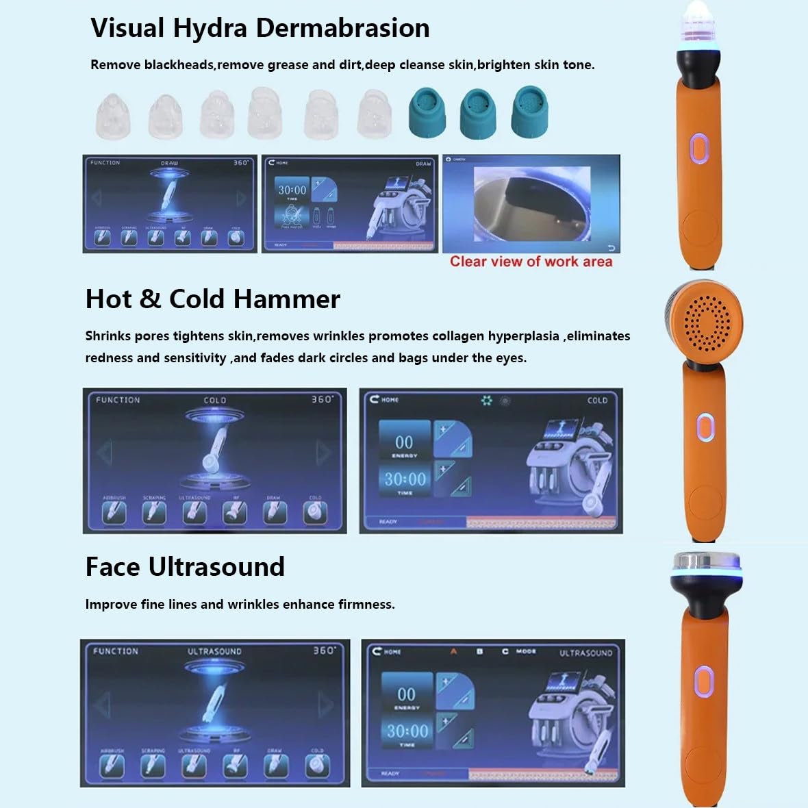 Urządzenie Do Hydrodermabrazji 6 W 1, Wodorowo-Tlenowe, Ekran 10 Cali, Urządzenie Do Głębokiego Oczyszczania Twarzy, Do Oczyszczania Twarzy/Usuwania Zaskórników/Nawilżania Black