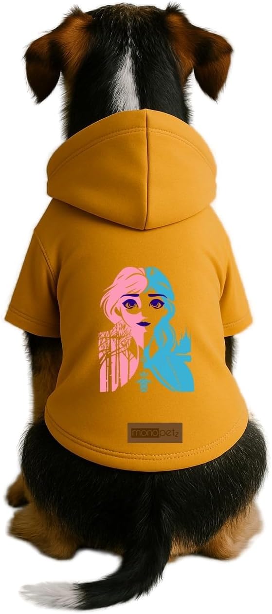 Baskılı İçi Polarlı Köpek Ve Kedi Kıyafeti & Elbisesi - Sarı Renk Kapüşonlu Hoodie Bdfc0 Xs