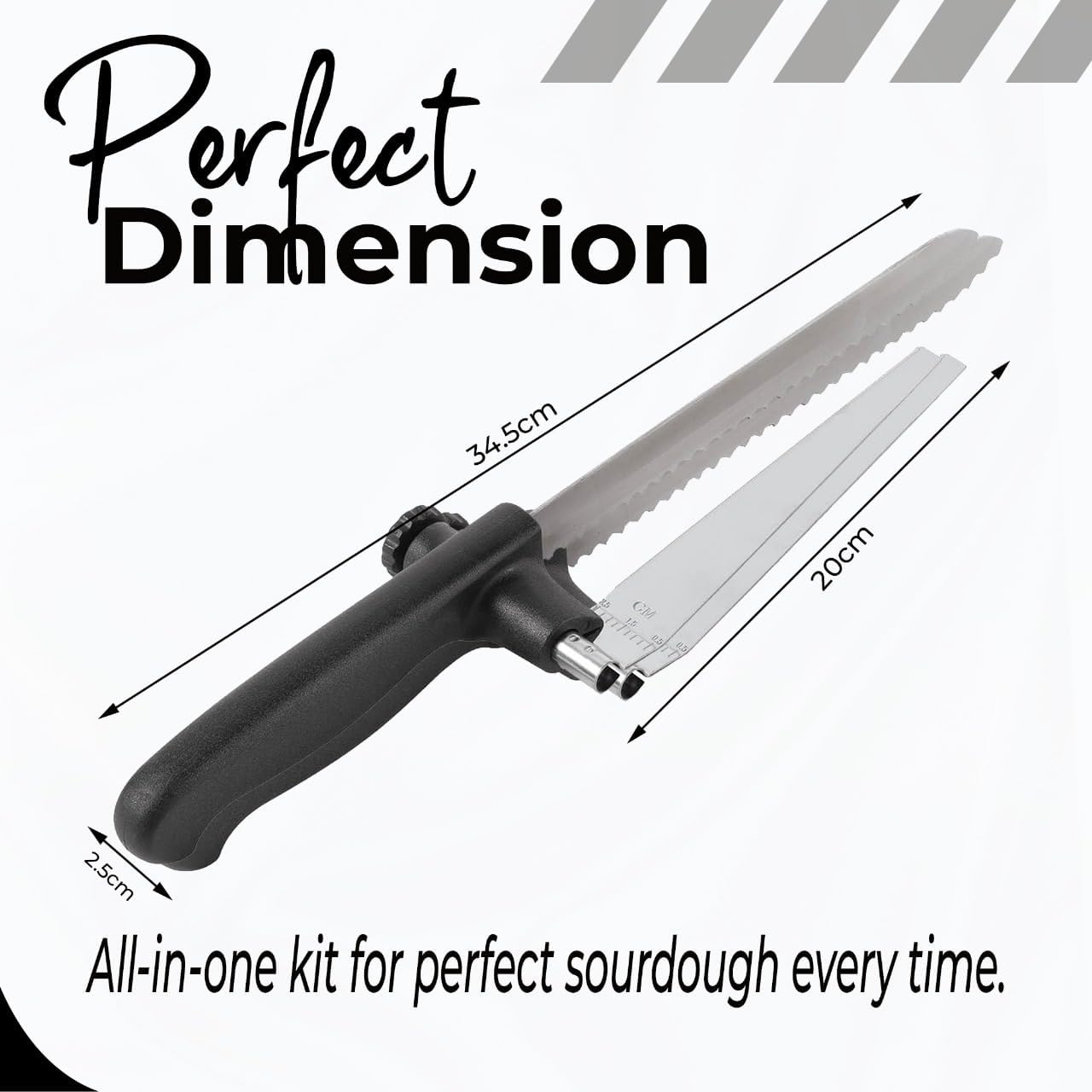 Bread Slicer for Homemade Bread, Sourdough Baking Supplies, Cake Knife, Sour Dough tools, Lame, Scoring Tool, Serrated Knives, Accessories for Sourdough Rounds, Adjustable Slicing Guide.