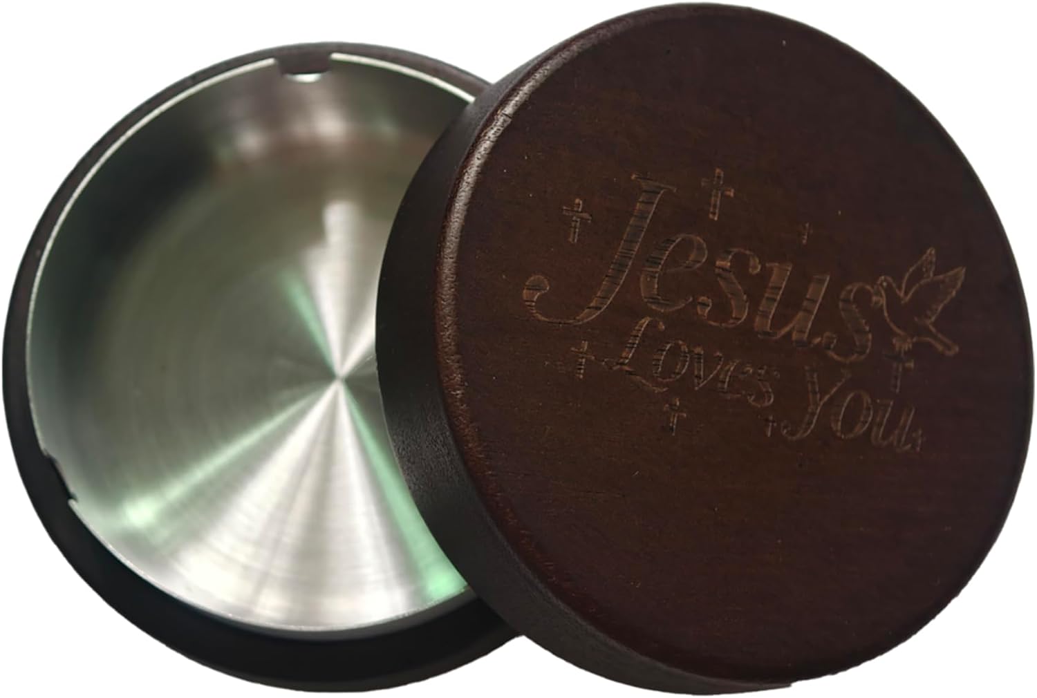 Wooden Cigarette Ashtray with Lid - Stainless Steel Liner, Windproof & Sturdy Ash Tray for Smokers. Easy to Clean, Durable Design for Indoor & Outdoor Use - Perfect for Patio, Office & Home