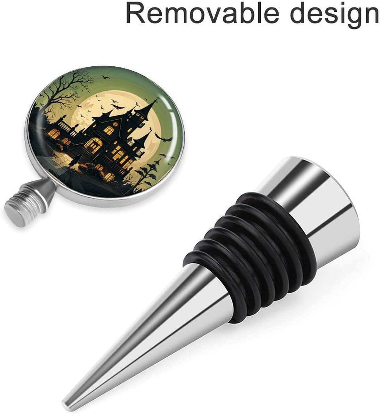 Black Haunted Mansion Wine Stopper - Reusable Leak Proof Wine Bottle Stopper Zinc Alloy Air Tight Seal, Decorative Bottle Stoppers Fit Standard Bottles, Party, Gift for Wines Lovers