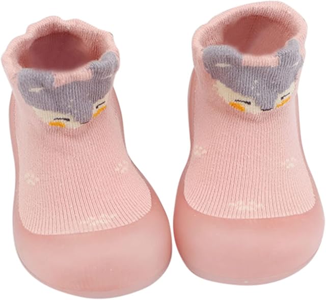 XIATANG Infant Toddler Indoor Cute Cartoon Animals First Walkers Casual Baby Elastic Socks Shoes for Boys Girls (0-4Y) (Pink, 6-12Months)