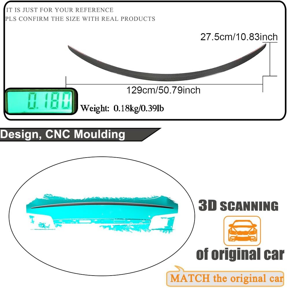 MCARCAR KIT Model S Dry Carbon Fiber Trunk Spoiler for 2012-2023 Tesla Model S 4-Door Rear Trunk Spoiler Boot Lid High Kick Wing Lip Matte Black Factory Outlet