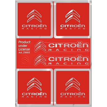 Citroen Racing Official Sticker with 6 Logos Red