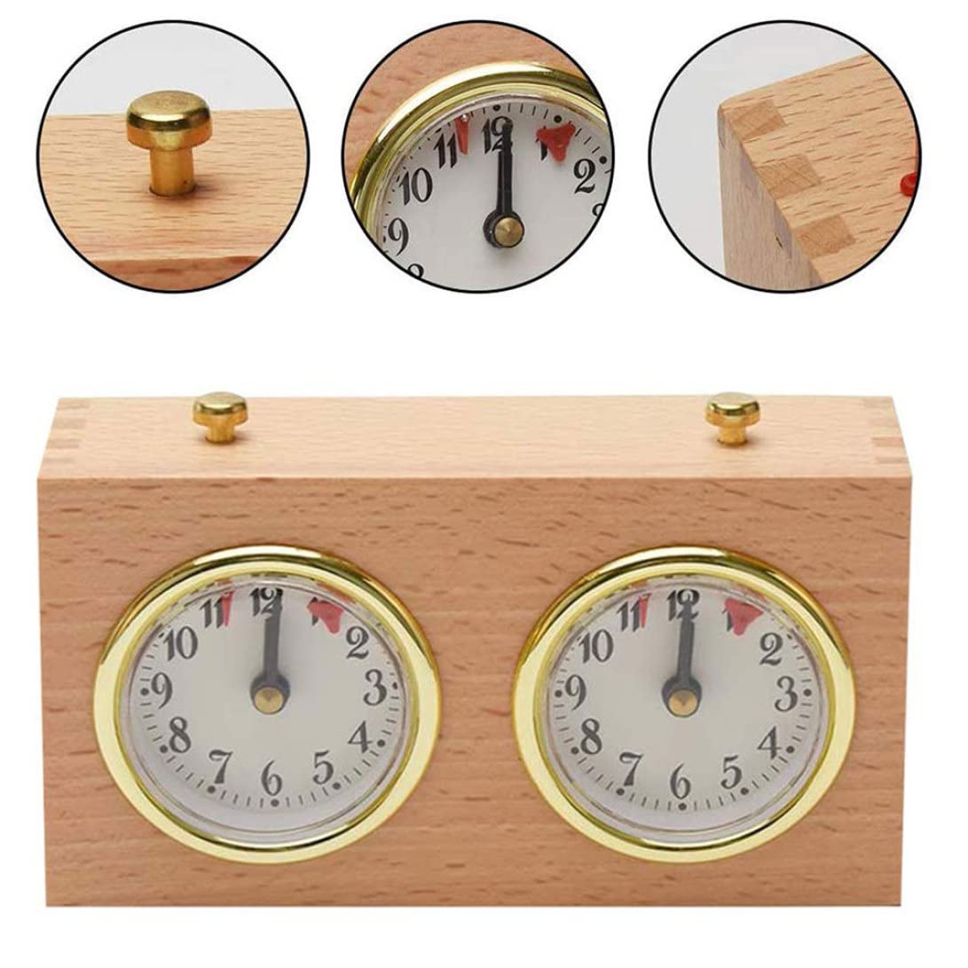 Zegar szachowy zegar szachowy drewniany analogowy gra mechaniczny timer odliczanie w górę w dół na zawody, zabawki