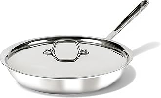 Stainless Steel Tri-Ply Bonded Dishwasher Safe Fry Pan with Lid 10-Inch Silver 8701005167