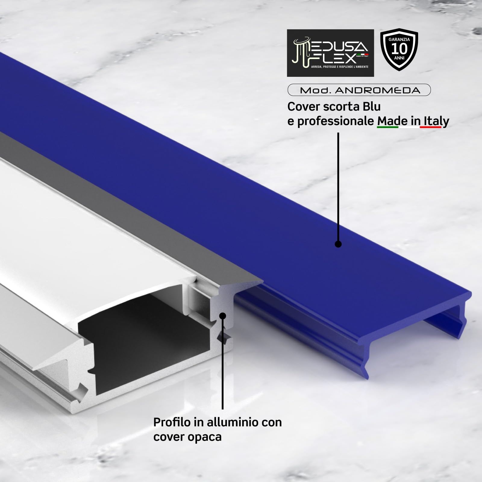 Profilo esterno 2mt angolare rotondo grigio per strip led max 11mm con kit diffu