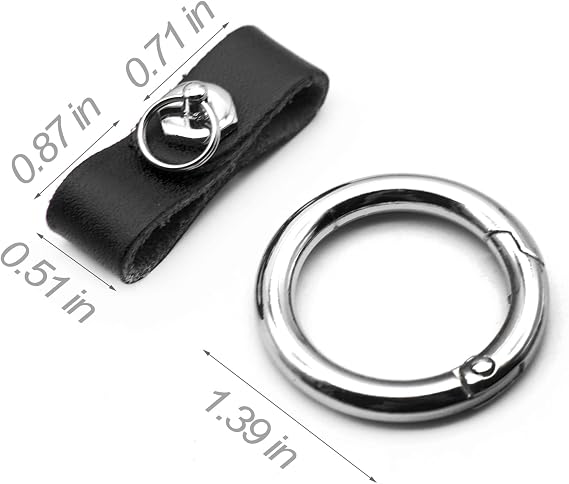 FEYOUN Key Chain Car Key Clip Quick Release Leather Car Keychain for Men and Women - Black Color, with Anti-Lost Ring, Short